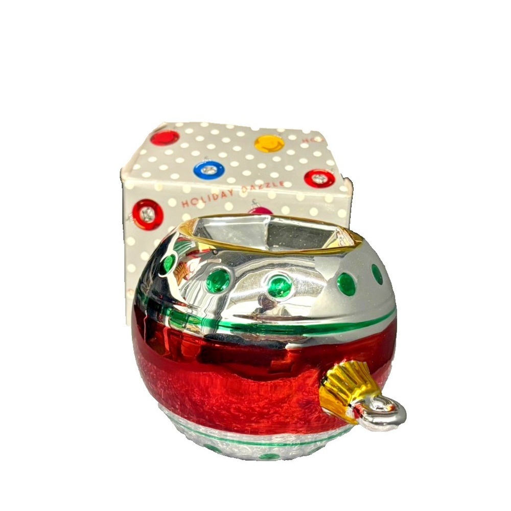 Vintage Department 56 Large Mercury Glass Ball Christmas Candle Holder Ornament